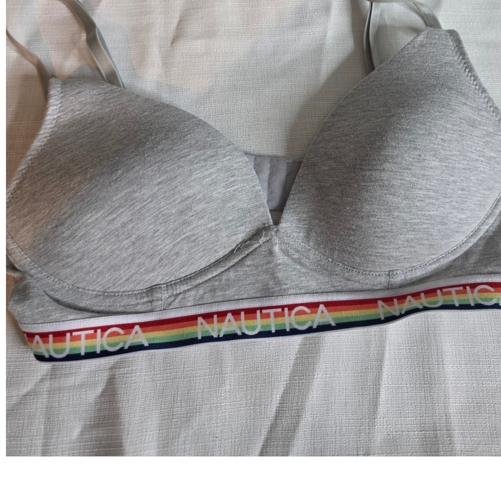 Nautica Intimates Gray Rainbow Logo Elastic T-Shirt Bra 36C 6202-28